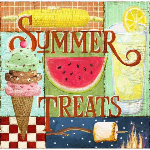 Summer Treats Black Modern Wood Framed Art Print with Double Matting by Art Licensing Studio