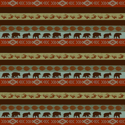 Stripe Pine and Bears Black Ornate Wood Framed Art Print with Double Matting by Art Licensing Studio
