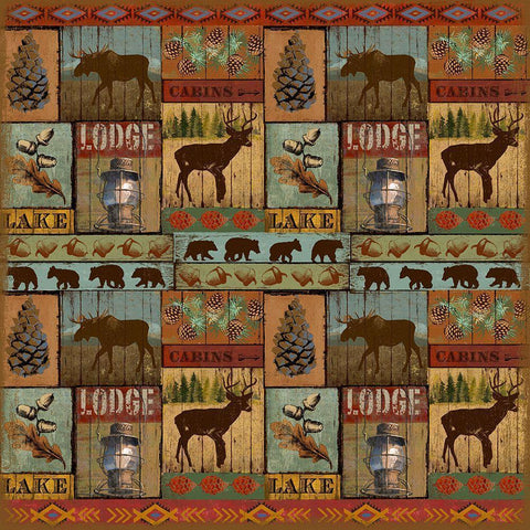 Patchwork Lodge and Cabin White Modern Wood Framed Art Print by Art Licensing Studio