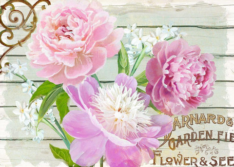 Farm Seed Peonies Black Ornate Wood Framed Art Print with Double Matting by Art Licensing Studio