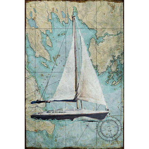 Maritime Sail White Modern Wood Framed Art Print by Art Licensing Studio