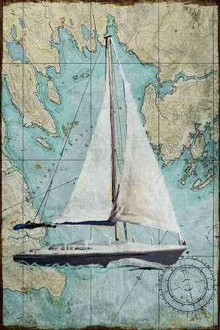 Maritime Sail White Modern Wood Framed Art Print with Double Matting by Art Licensing Studio