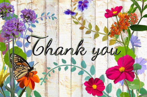 A Garden Thank you Black Ornate Wood Framed Art Print with Double Matting by Art Licensing Studio