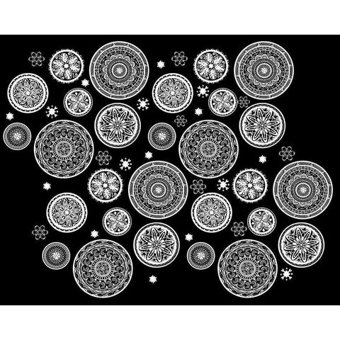 Mandala Dance  Black Modern Wood Framed Art Print by Art Licensing Studio