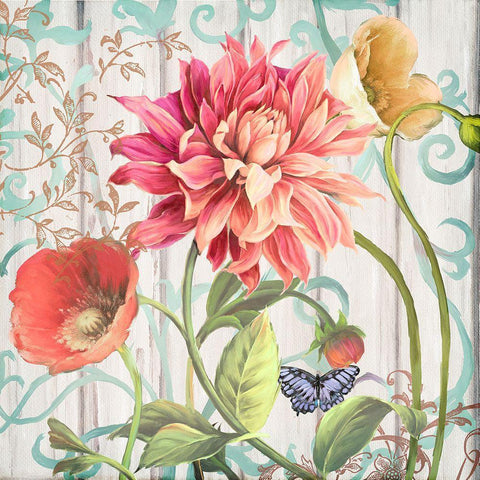 Dahlia Refresh Black Modern Wood Framed Art Print by Art Licensing Studio
