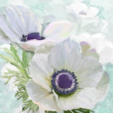 Anenome White Black Modern Wood Framed Art Print with Double Matting by Art Licensing Studio
