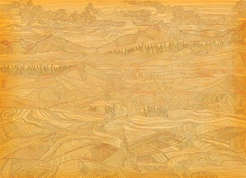 A Land Linked in Lines White Modern Wood Framed Art Print with Double Matting by Art Licensing Studio