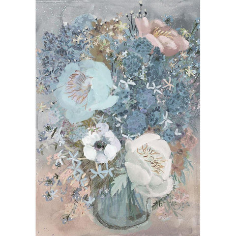 Summer Blues Bouquet White Modern Wood Framed Art Print by Art Licensing Studio