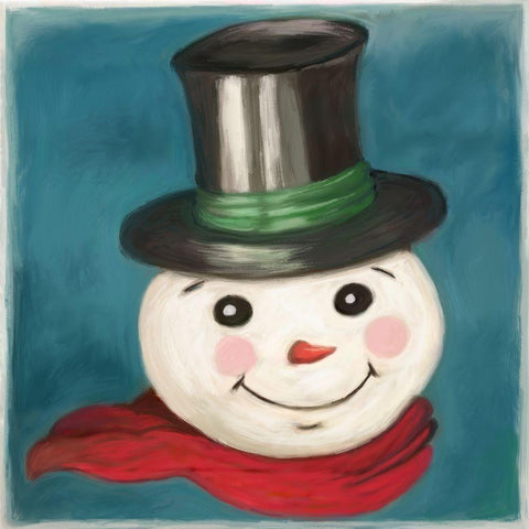 Happy Snowman Gold Ornate Wood Framed Art Print with Double Matting by Art Licensing Studio