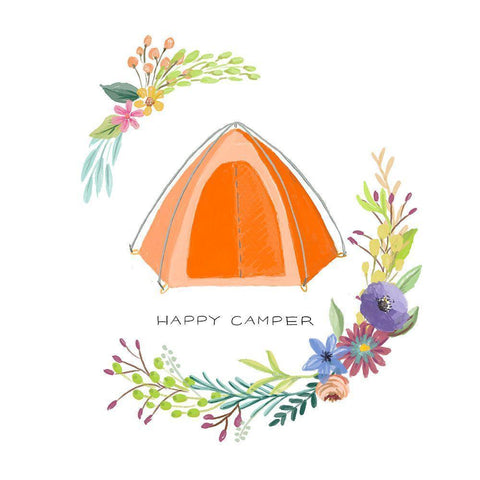 Sweet Adventure Tent Black Modern Wood Framed Art Print with Double Matting by Art Licensing Studio