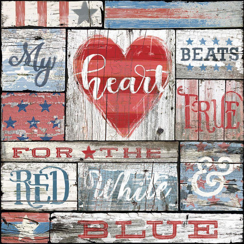 My Patriotic Heart Gold Ornate Wood Framed Art Print with Double Matting by Art Licensing Studio