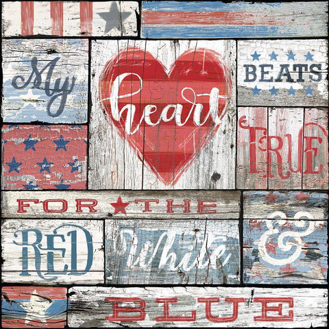 My Patriotic Heart White Modern Wood Framed Art Print with Double Matting by Art Licensing Studio