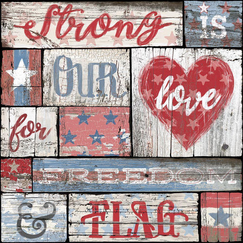 Our Patriotic Love Gold Ornate Wood Framed Art Print with Double Matting by Art Licensing Studio