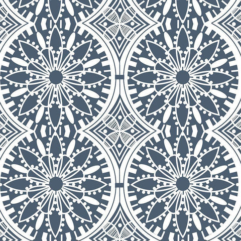 Trixie Mandala Pattern White Modern Wood Framed Art Print with Double Matting by Art Licensing Studio