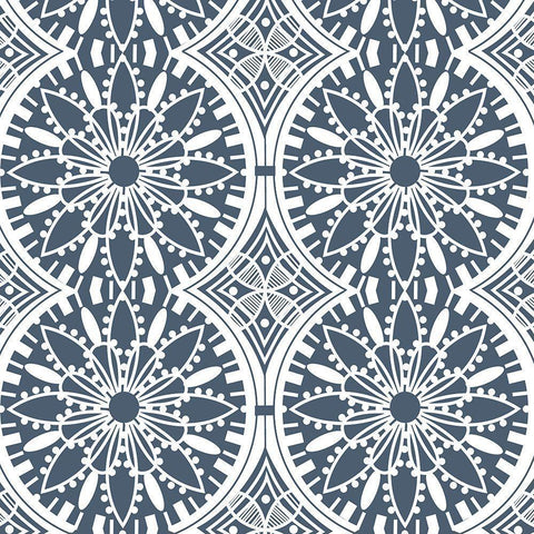 Trixie Mandala Pattern Black Modern Wood Framed Art Print by Art Licensing Studio