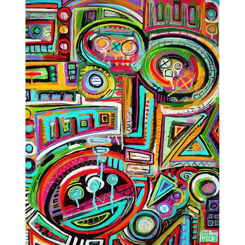 Peeling Rubix Cube Stickers White Modern Wood Framed Art Print by Mcilwaine, Alloyius