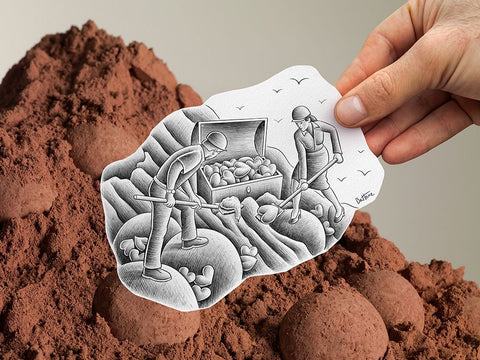 Pencil Vs Camera 83 - Love Workers White Modern Wood Framed Art Print with Double Matting by Heine, Ben