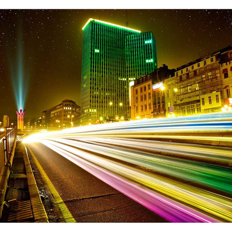 Brussels By Night - NO logo Black Modern Wood Framed Art Print with Double Matting by Heine, Ben