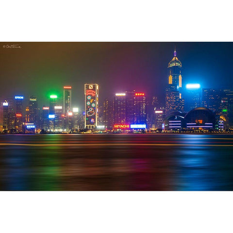 Hong Kong by Night 2014 Gold Ornate Wood Framed Art Print with Double Matting by Heine, Ben