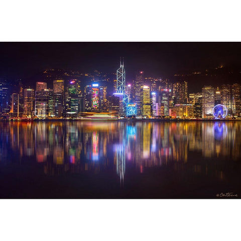 Hong Kong Skyline 2014 Gold Ornate Wood Framed Art Print with Double Matting by Heine, Ben