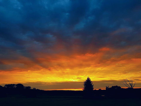 Sunset White Modern Wood Framed Art Print with Double Matting by Heine, Ben