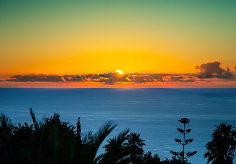 Sunset Tenerife Black Ornate Wood Framed Art Print with Double Matting by Heine, Ben