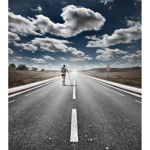 The Road Never Ends White Modern Wood Framed Art Print by Heine, Ben