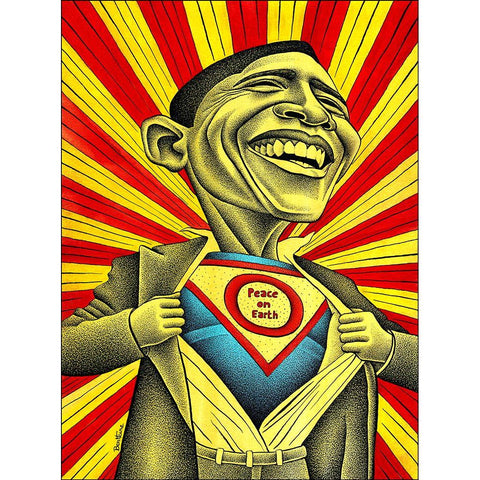 Will Obama Change The World Black Modern Wood Framed Art Print with Double Matting by Heine, Ben