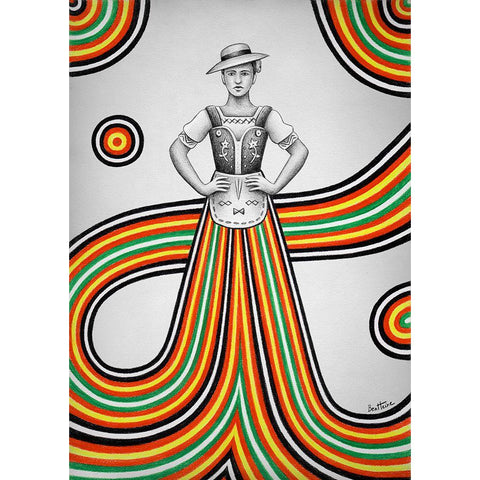 Woman in Traditional Dress Black Modern Wood Framed Art Print with Double Matting by Heine, Ben