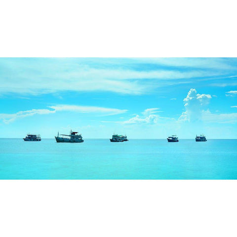 Cyan waterscape Thailand - 418 Black Modern Wood Framed Art Print with Double Matting by Heine, Ben