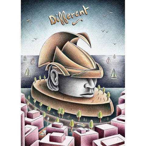 Different Black Modern Wood Framed Art Print by Heine, Ben