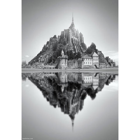 Mont Saint Michel - 2 Black Modern Wood Framed Art Print with Double Matting by Heine, Ben