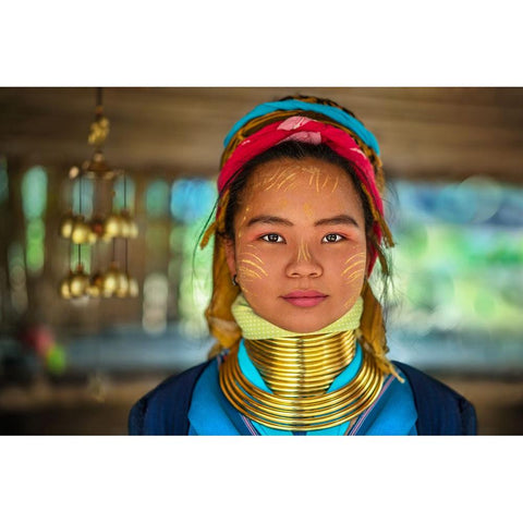 Young Padaung Woman Thailand - 5 Black Modern Wood Framed Art Print by Heine, Ben