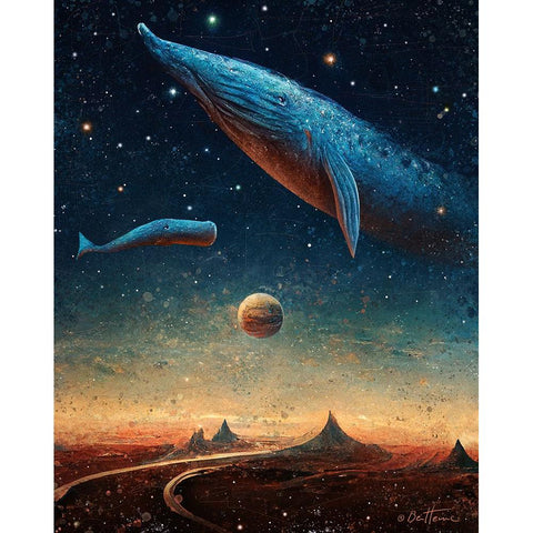 Astro Cruise 9 - 2 Worlds Black Modern Wood Framed Art Print by Heine, Ben