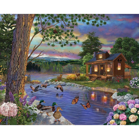 Peace River Gold Ornate Wood Framed Art Print with Double Matting by Bigelow Illustrations- Exclusive