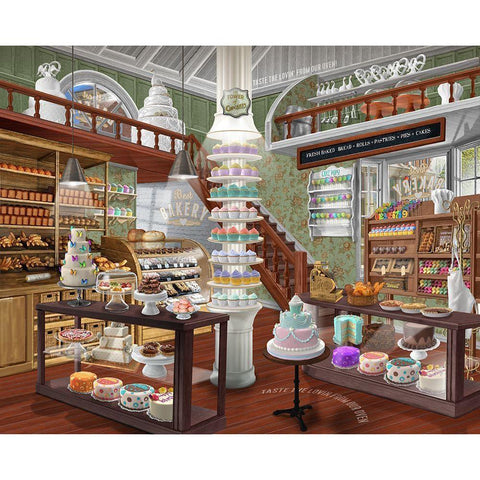 Best Bakery White Modern Wood Framed Art Print by Bigelow Illustrations- Exclusive