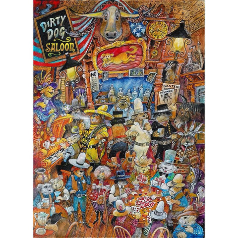 Dirty Dog Saloon White Modern Wood Framed Art Print by Bell, Bill