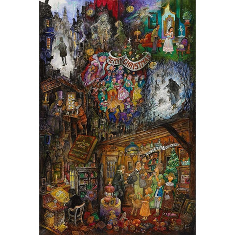 A Christmas Carol Black Modern Wood Framed Art Print with Double Matting by Bell, Bill