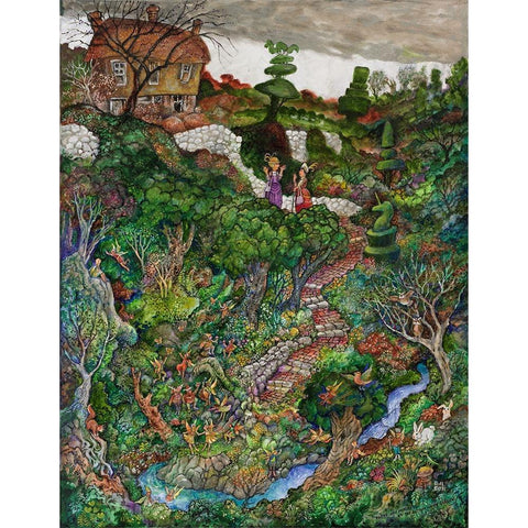 There are fairies at the bottom of my garden! Black Modern Wood Framed Art Print with Double Matting by Bell, Bill