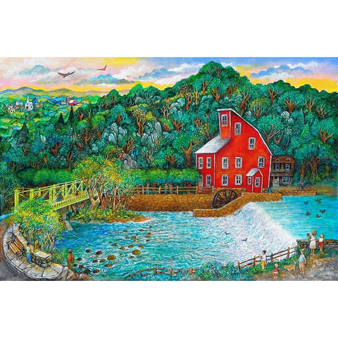 Clinton Falls White Modern Wood Framed Art Print by Bell, Bill