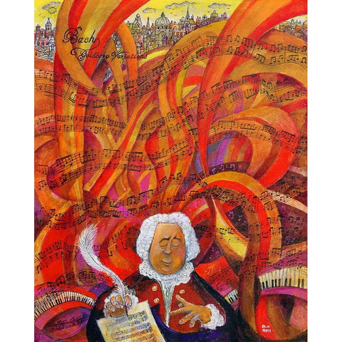 Bach White Modern Wood Framed Art Print by Bell, Bill