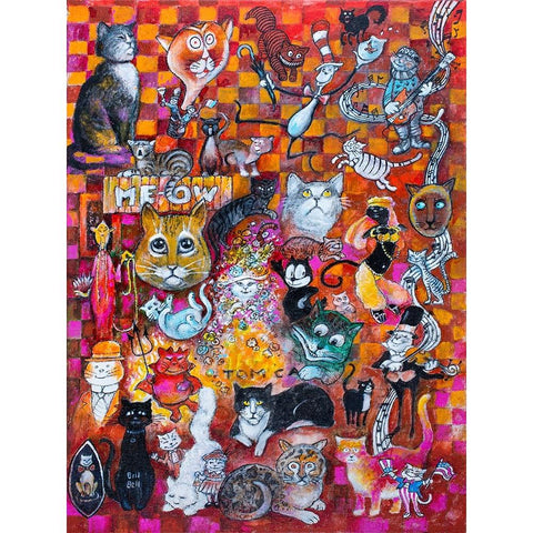 A Collection of Cats White Modern Wood Framed Art Print by Bell, Bill