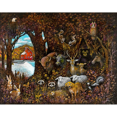 Peaceable Kingdom Black Modern Wood Framed Art Print with Double Matting by Bell, Bill