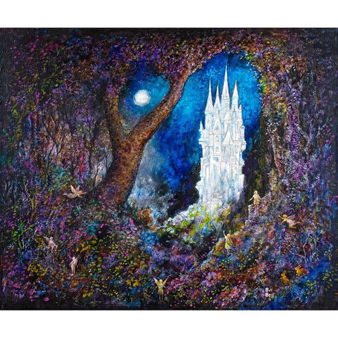 The Fairie Castle White Modern Wood Framed Art Print by Bell, Bill