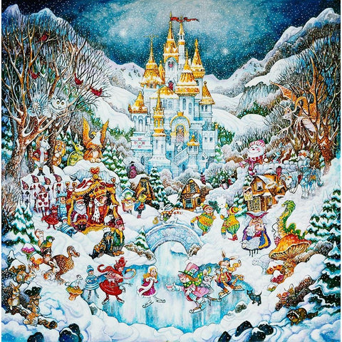 Winter Wonderland Gold Ornate Wood Framed Art Print with Double Matting by Bell, Bill