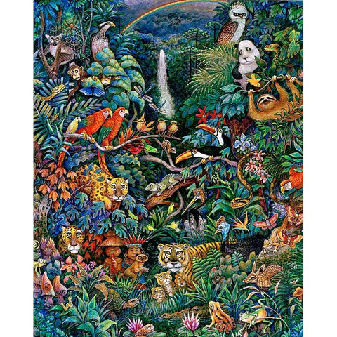 Rainbow Rainforest White Modern Wood Framed Art Print by Bell, Bill