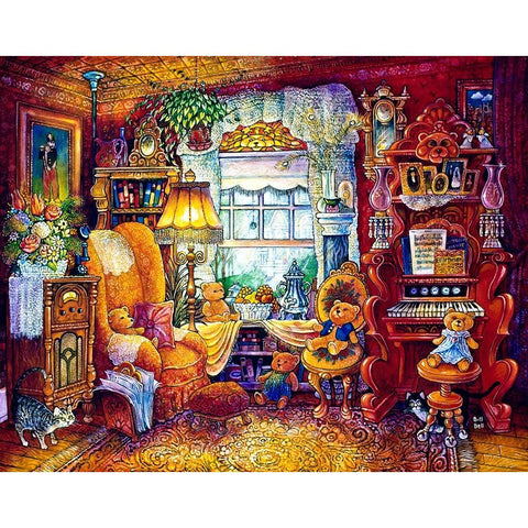 Teddy Bears Gold Ornate Wood Framed Art Print with Double Matting by Bell, Bill