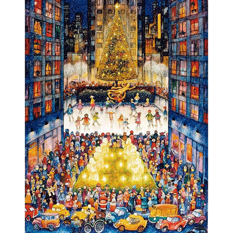 Rockefeller Center 1 Black Modern Wood Framed Art Print with Double Matting by Bell, Bill