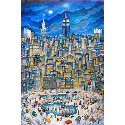 Manhattan White Modern Wood Framed Art Print by Bell, Bill