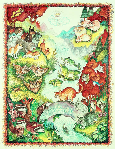 Raccoons and Rats White Modern Wood Framed Art Print with Double Matting by Bell, Bill